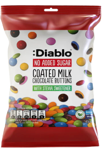 מארז סוכריות עדשים - כפתורי שוקולד חלב מצופים ללא סוכר | DIABLO